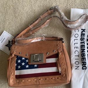 NWT Aimee Kestenberg American flag purse with storage bag 8”x11”